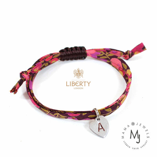Liberty print bracelet personalised initial | autumn plum image 0