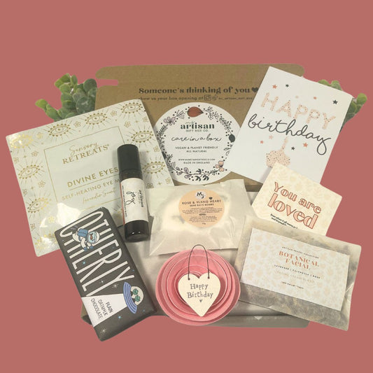 Happy Birthday Care package, Letterbox postal eco gift pink | Vegan image 0