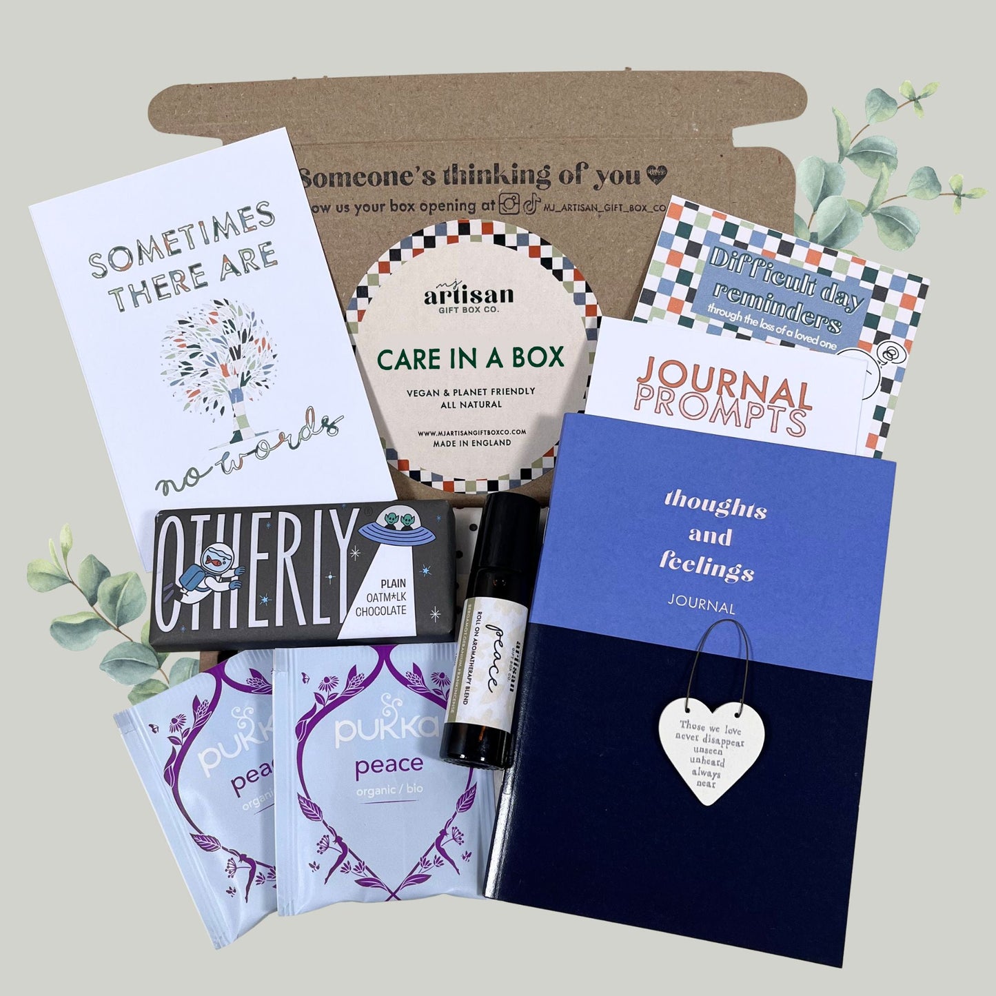 Sympathy bereavement gift for man unisex | Journal | hug in box | care package | green image 4