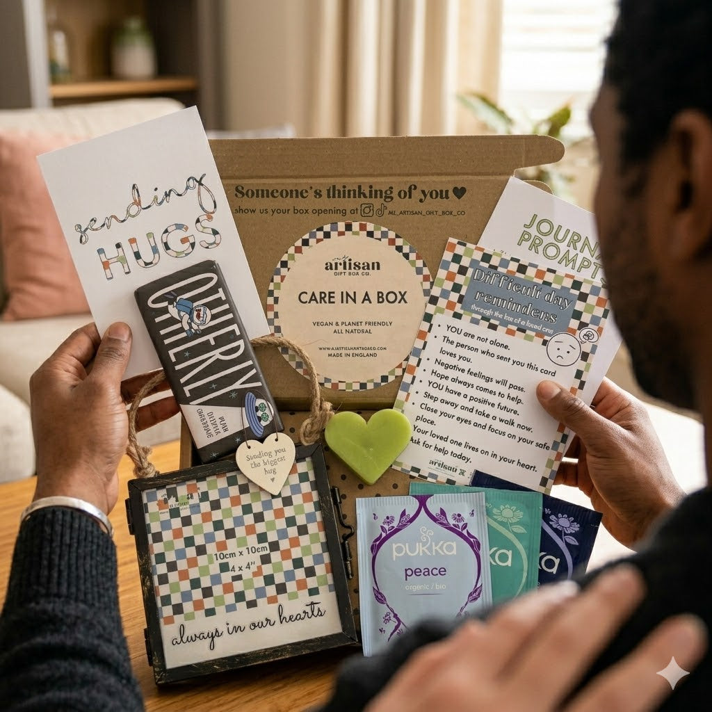 Letterbox Sympathy gift for men | photo frame | Hug in box Thinking of You - simple